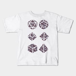 Dark Vampire Blue and Red Gradient Rose Vintage Pattern Silhouette Polyhedral Dice - Dungeons and Dragons Design Kids T-Shirt